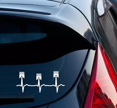 Manual Car Heartbeat Pison Heartbeat Car Vinyl Decal Sticker Bumper Sticker • $2.49