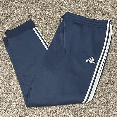 Adidas Fleece Warm Up Tapered Sweatpants Joggers Blue Steel IC6283 Men’s 4XL NEW • $34.95