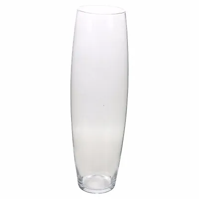 60cm Tall Clear Glass Cylinder Vase Curved Decorative Flower Display Centerpiece • £19.99