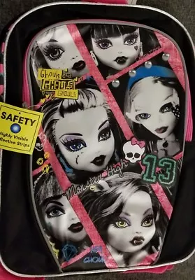 Monster High  Monster Vogue Ghouls  16-inch Kids School Backpack Black New 2015 • $29.95
