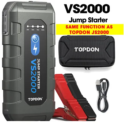 TOPDON 16000mAh 2000A Peak Portable Car Jump Starter Power Bank Battery Charger • £79.99