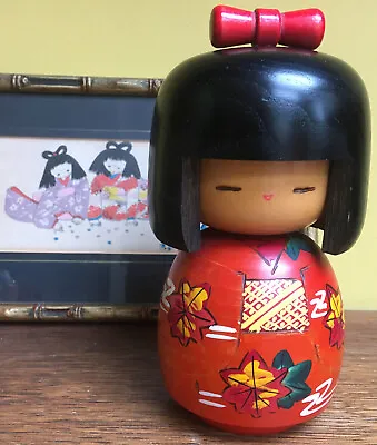 £27 • Buy Vintage  Chunky Japanese  Kokeshi Wooden Doll 18cm Artforum With Floral Front