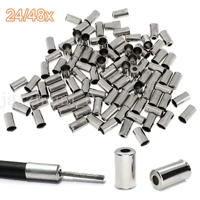 24/48PCS X Bicycle Brake Cable Ferrules - 5mm Brass Silver Bike Outer End Caps • £2.72