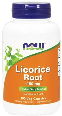 NOW Foods  Licorice Root 450mg - 100 Vcaps  Free P&P • £14.11