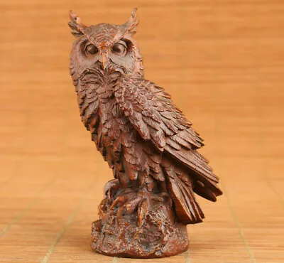 £33.60 • Buy Japanese Netsuke Old Boxwood Handwork Owl Statue Tea Pet Netsuke Fengshui