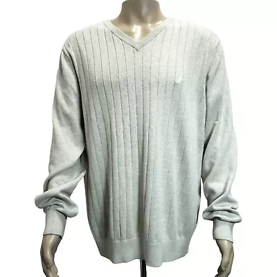 Nautica Mens 100% Cotton Sweater Argyle Vneck  Size Extra Large Beige • $22