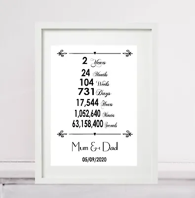 Anniversary Cotton Second Two 2 Years Year Wedding Personalised 2nd Word Gift  • £4.75