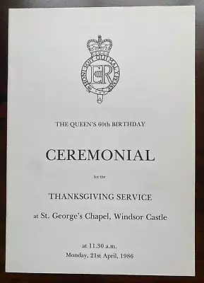Antique Royal Ceremonial 60th Birthday Queen Elizabeth II Windsor Castle 1986 • £19.99
