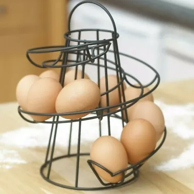 Egg Holder Stand Storage Kitchen Rack Basket Spiral Eggs Wire Helter Skelter  • £15.95