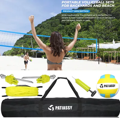 Portable Volleyball Net Set System For Backyard Beach Easy Setup Adjustable • $71.55