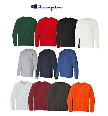 Champion Men's Tagless Long Sleeve T-Shirt CC8C - Pick Size & Color • $14.99