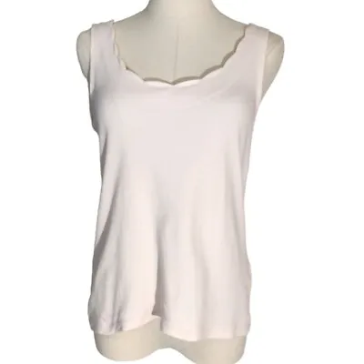 J. Crew Pale Pink Scalloped 100% Cotton Tank Top Women's Size XS • $10.50