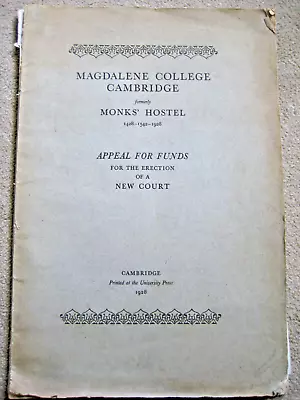 Magdalene College Cambridge  - 1928 New Court Building Funds Appeal Booklet • £10.50