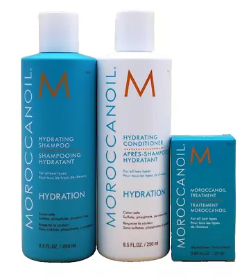 Moroccanoil Hydrating Shampoo Conditioner 8.5 Oz+Oil Treatment Light0.85 Oz Set • $49.75