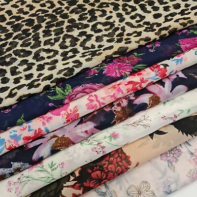£4.29 • Buy Crepe Chiffon Sheer Floral Material Printed Dress Craft Decor Fabric 44  Meter