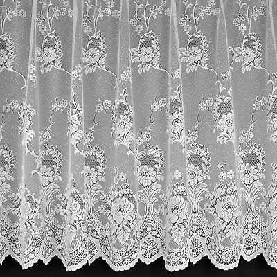 Classic White Lace Floral Net Curtains (drops 20 -89 ) Width Sold By The Metre • £3.75