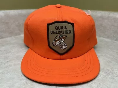 Vintage Quail Unlimited Adjustable Snapback Hat Hunting Orange Made In USA • $25.99