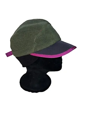 Vintage Patagonia Fleece Duckbill Cap Green Duck Bill Ear Flap Hat Size M USA • $34.99