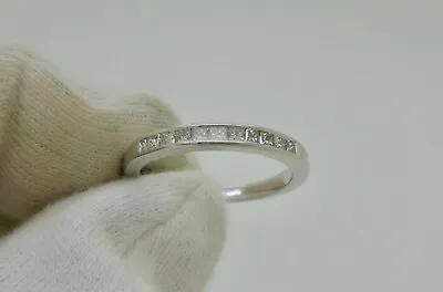 Princess Diamond Channel Set Half Eternity Wedding Band Ring In 18k White Gold* • £307.29