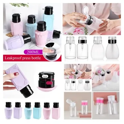 £3.46 • Buy DIY Push Down Empty Pump Dispenser For Nail Polish Remover Alcohol Clear Bottle