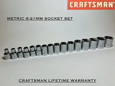 Craftsman Socket Set 3/8  Drive 16 Piece 6 Pt Point Metric Chrome 6-21mm • $39