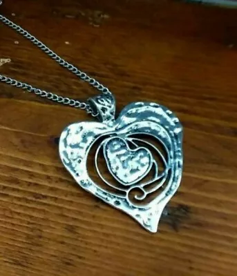 Long Pendant Necklace Pendants Quirky Unusual Vintage Heart Boho Gypsy • £10