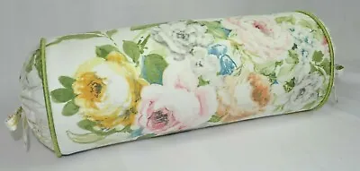 $30 • Buy Corded Bolster Neckroll Pillow Made W Ralph Lauren Home Lake White Floral Fabric