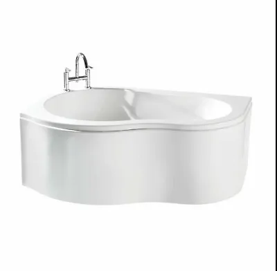 £210 • Buy Compact White LH Corner ShowerBath + Panel & 2 Ceramic Lever Taps 1500mmx1000mm
