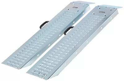 Loading Ramps Steel Ramp Set For ATVs/Motorcycles/Carts & More 1200lb Silver 2Pc • $56.99