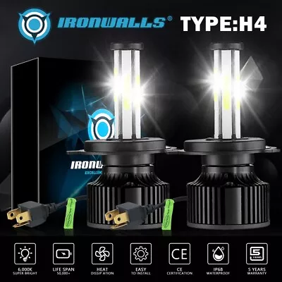 6-Sides H4 9003 LED Headlight White Bulbs High Low For Mitsubishi Triton ML MN • $32.79