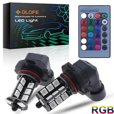 GLOFE 2X 9005 LED Fog Light Bulb Driving DRL 9145 9140 27SMD RGB Remote Control • $14.05