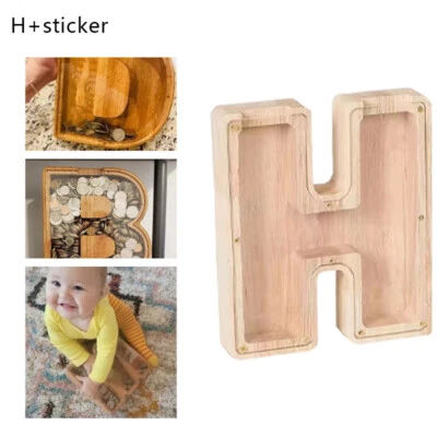 A-Z Wooden Piggy Bank Letter-Shap Piggy Bank Personalized Money Boxes Xmas Gift • $18.99
