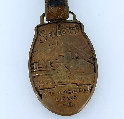 Antique/VTG St Joseph Lead Company Safety Award Watch Fob With Leather Strap • $0.01