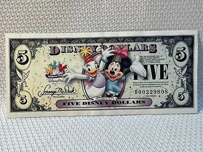 2009 Walt Disney Dollar Uncirculated $5 Five Dollar Bill D Series Daisy Mickey • $49.99