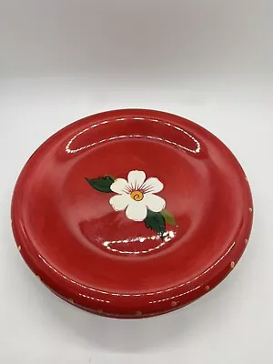 Oneida Sunset Bouquet Salad Plate 8” Red Set Of 2 Flower Hand Painted Dot Edge • $26.30