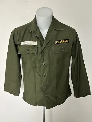 1960’s Vietnam U.S. Army Olive Green OG Shirt. W/ Patches And Name. Size Small • $110