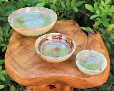 Unique Multi Green Onyx Natural Hand Carved Home Table Decor Fruit Bowls - • $6.99