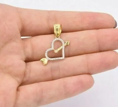 1Ct Lab Created Diamond Arrow Heart Pendant 14K Yellow Gold Over Valentine Gift • $90.30