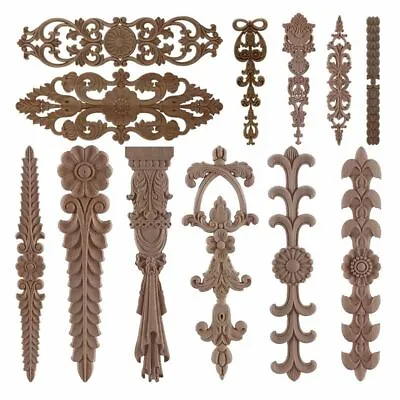 Decorative Wood Applique Unpainted Oak All Natural Pattern Onlay For Furniture • $82.39