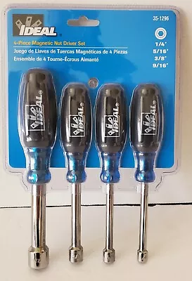 NEW! Ideal 4-Piece Magnetic Nut Driver Set: 1/4  5/16  3/8  9/16   35-1296 • $19