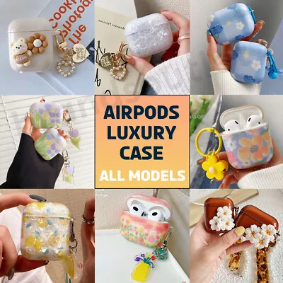$15 • Buy Airpods Luxury Case Floral Cute Keychain 1 2 3 Pro Bear Cover 4 Apple Headphone