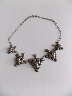 Vintage Mexico Sterling Silver 925 Wine Grape Necklace 17  • $148.33
