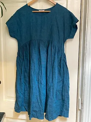 $55 • Buy GORMAN Teal Blue 100% Linen Dress - Size XS EX CON