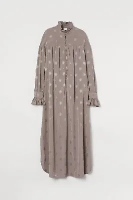 £25 • Buy H&M X Sandra Mansour  Greige Long Jacquard-Weave  Dresss Size  S - M Oversized