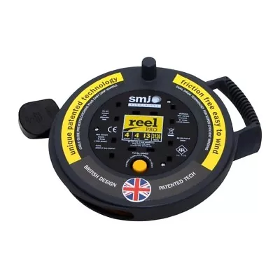 SMJ Electrical CP0413 ReelPro 4 Metre 13 Amp 4 Socket Thermal Cable Reel - Black • £14.75