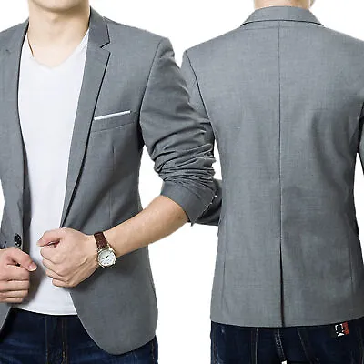 Men Formal Suit Jacket One Button Dress Lapel Suit Coat Business Party • $20.47
