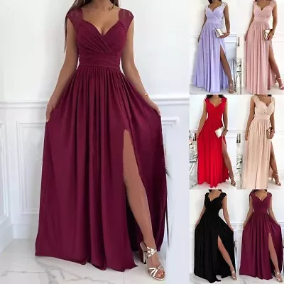 £14.69 • Buy Formal Long Evening Dress Gown Party Prom Wedding Bridesmaid Sexy Lace Dress Hot