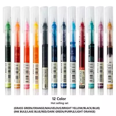 12 Color/set Student School Office Stationery Fine Nib Gel Pen Big Ink Capacity • $11.49