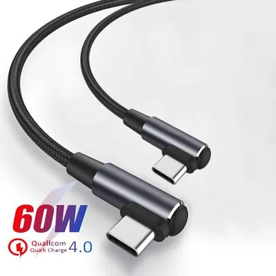 $12.55 • Buy 90 Degree Data Line USB C To USB Type C Cable Right Angle Fast Charging PD 60W