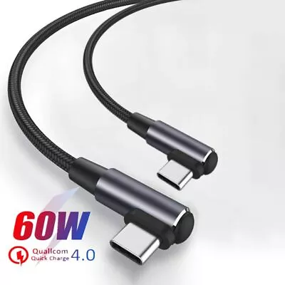 $12.55 • Buy 90 Degree Data Line USB C To USB Type C Cable Right Angle Fast Charging PD 60W